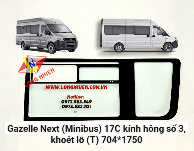 GAZelle Next (MiniBus) 17C Kính Hông Số 3, Khoét Lỗ(T)
