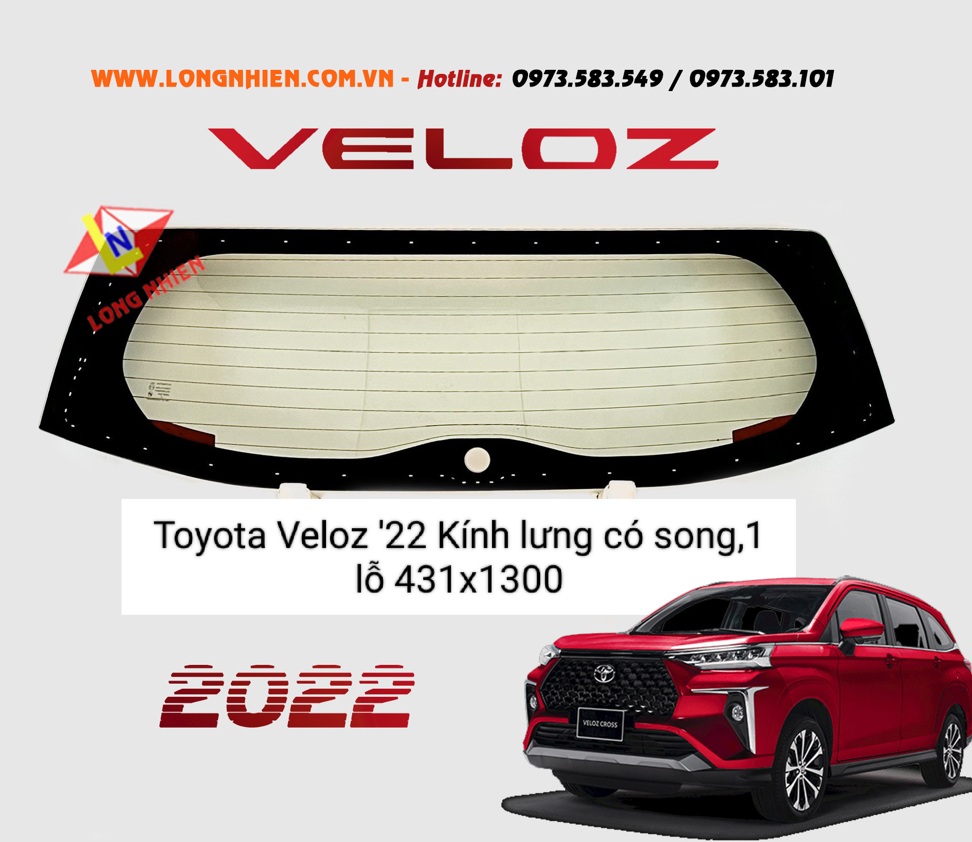 Toyota Veloz 2022 Kính Lưng (song, 1 lỗ)