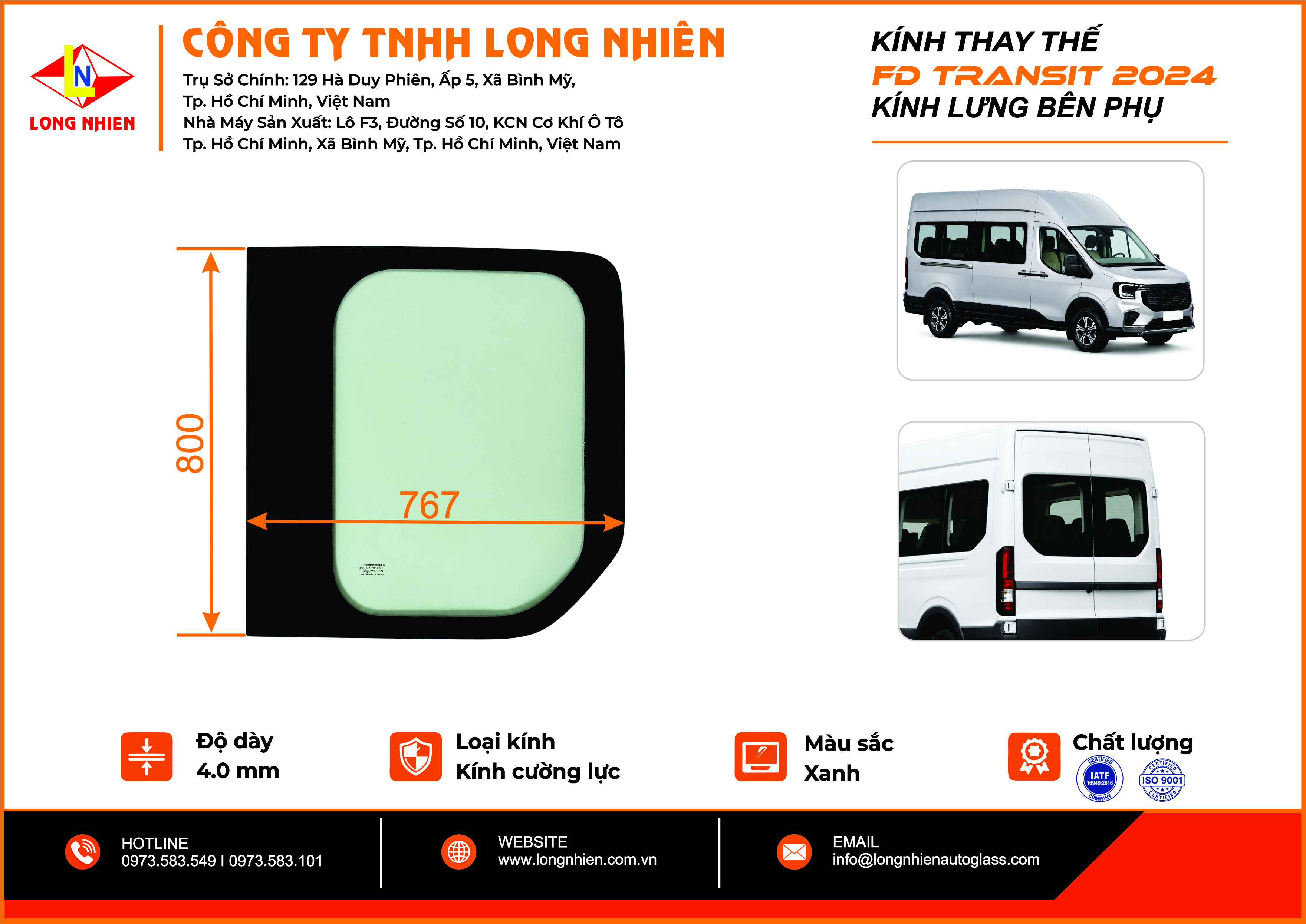 Ford Transit 2024 Kính Lưng (P)