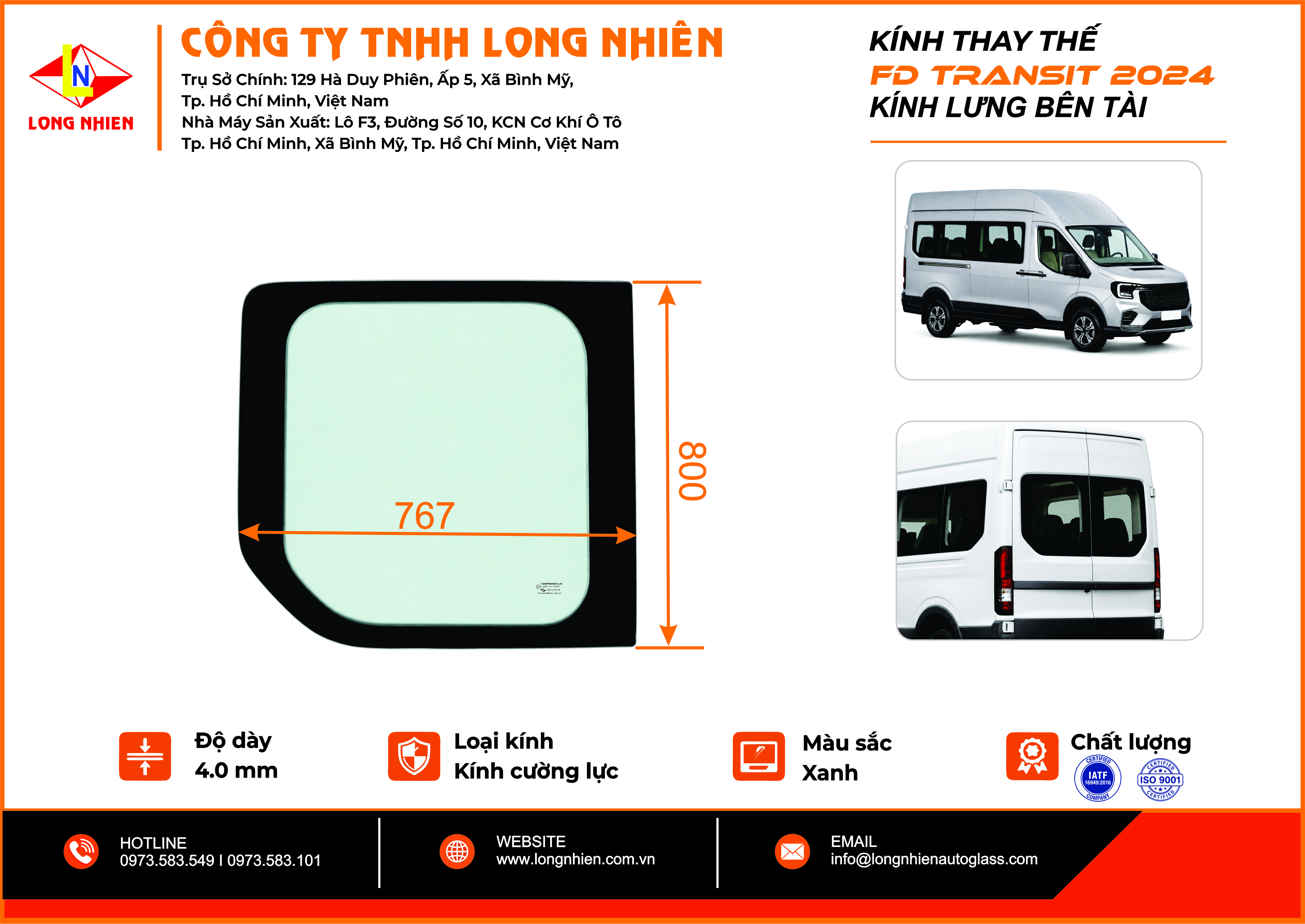 Ford Transit 2024 Kính Lưng (T)