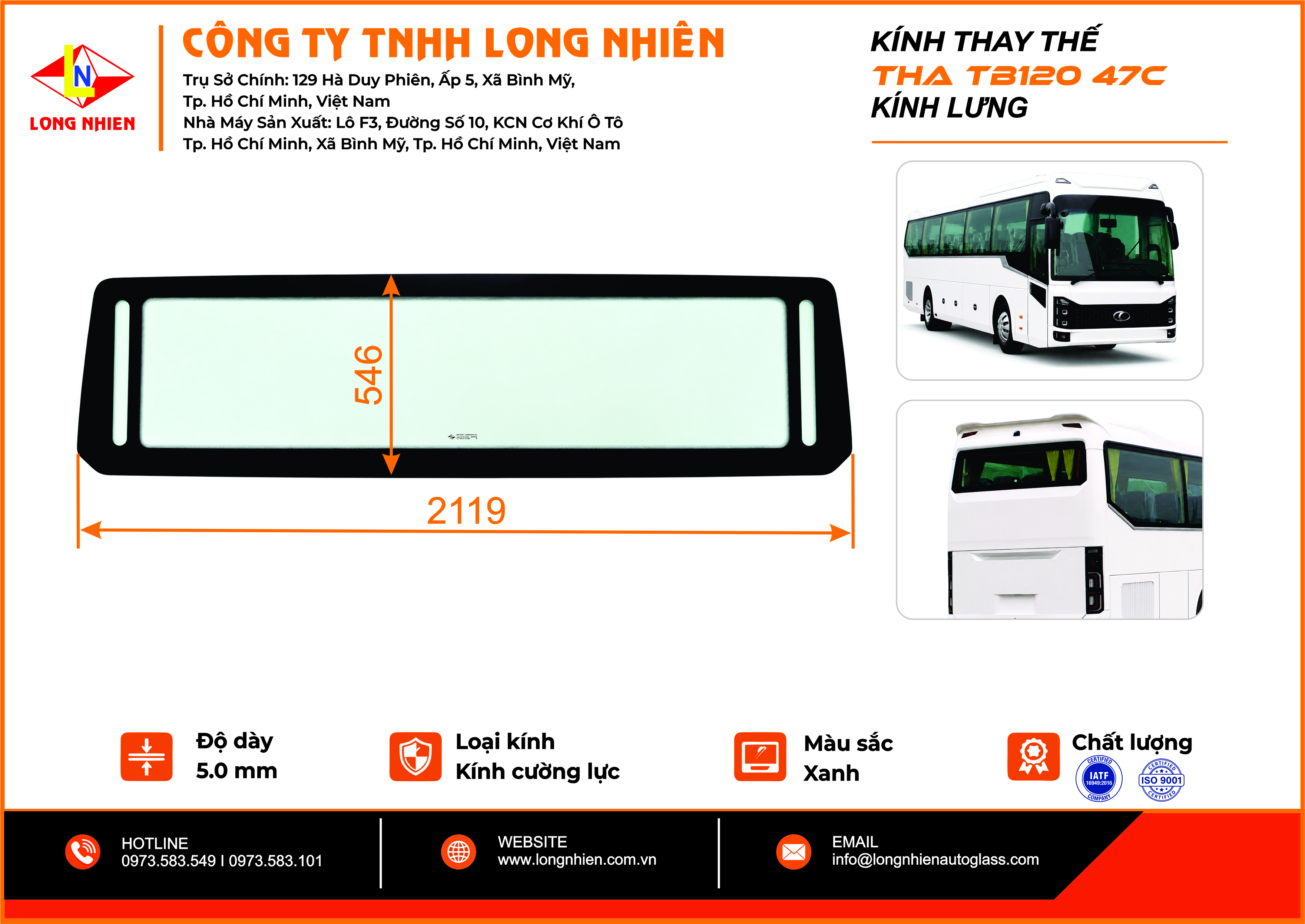 Thaco TB120S 47A/47C.E5 Kính lưng
