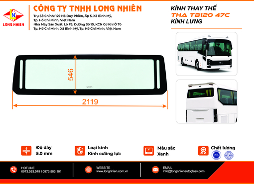 Thaco TB120S 47A/47C.E5 Kính lưng