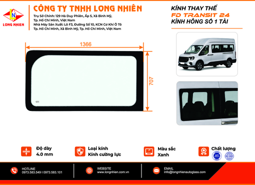 Ford Transit 2024 Kính hông số 1 (T)