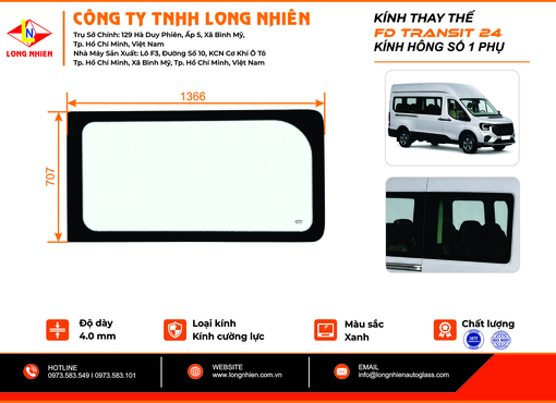 Ford Transit 2024 Kính hông số 1 (P)