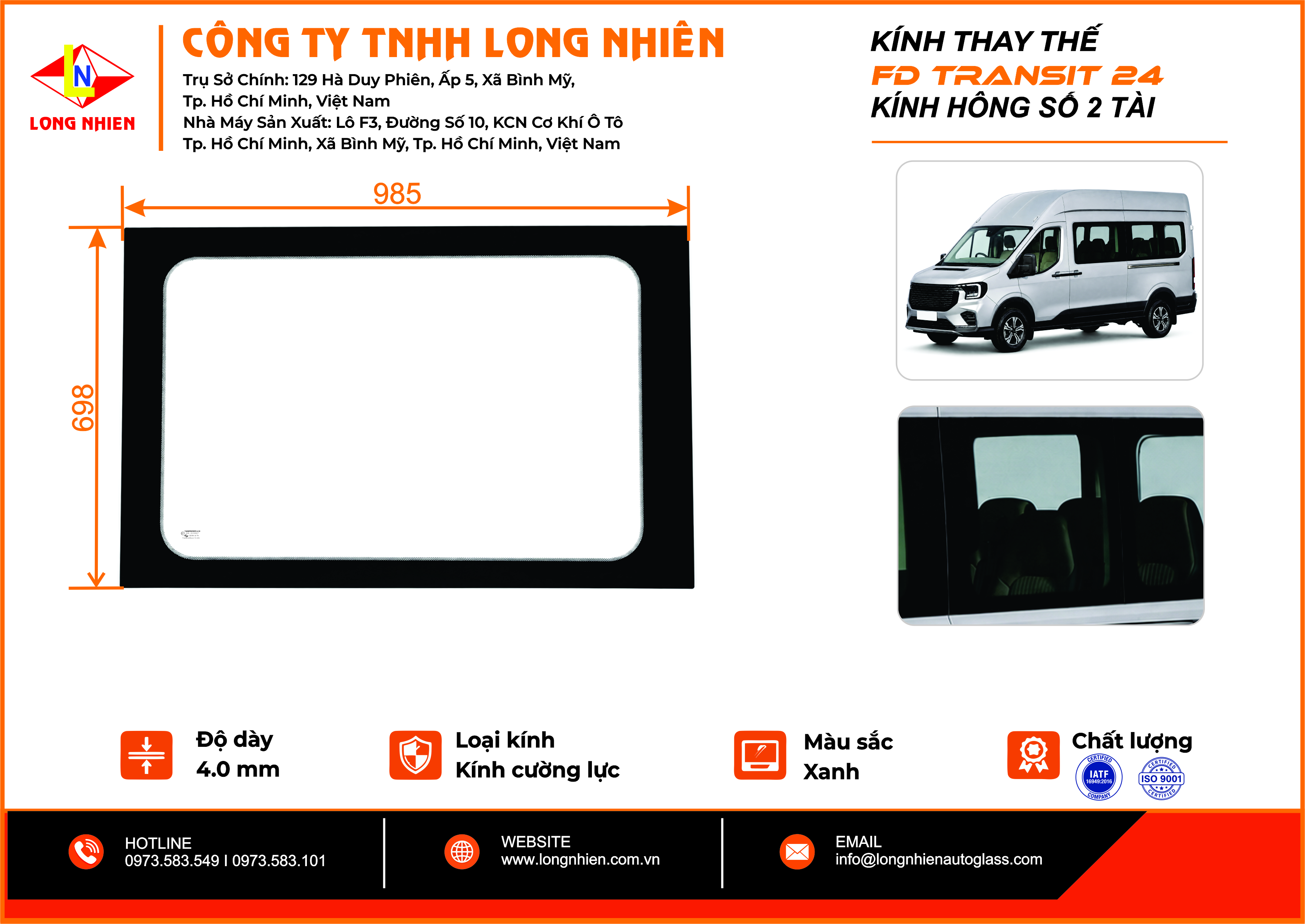 Ford Transit 2024 Kính hông số 2 (T)