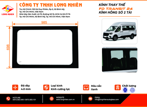 Ford Transit 2024 Kính hông số 2 (T)