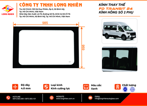 Ford Transit 2024 Kính hông số 2 (P)