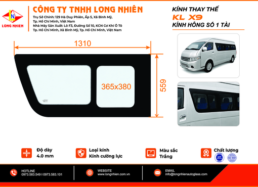 KLM X9 16C Kính hông số 1 (T)