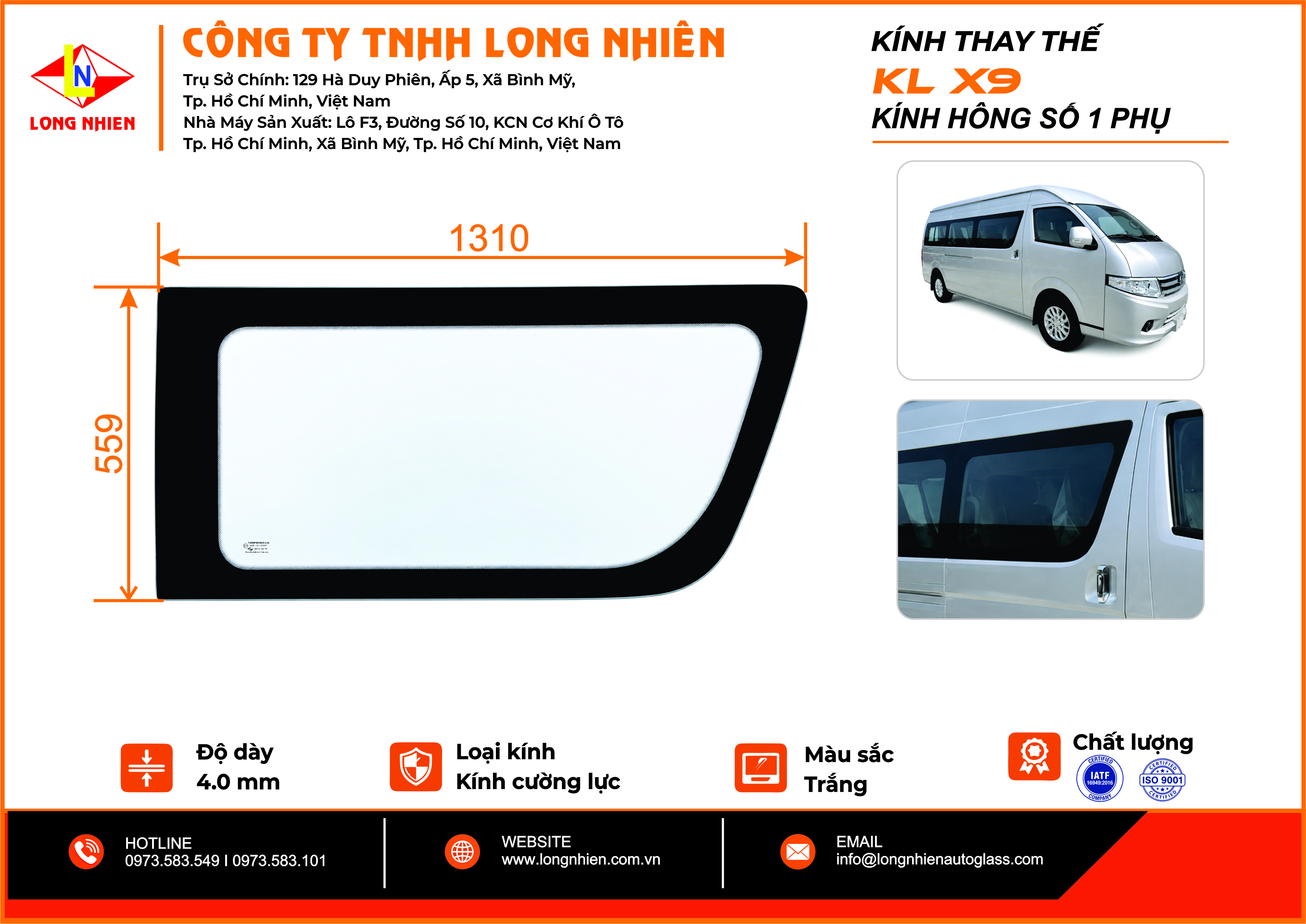 Kim Long X9 16C Kính hông số 1 (P)