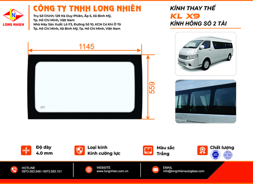 KLM X9 16C Kính hông số 2 (T)