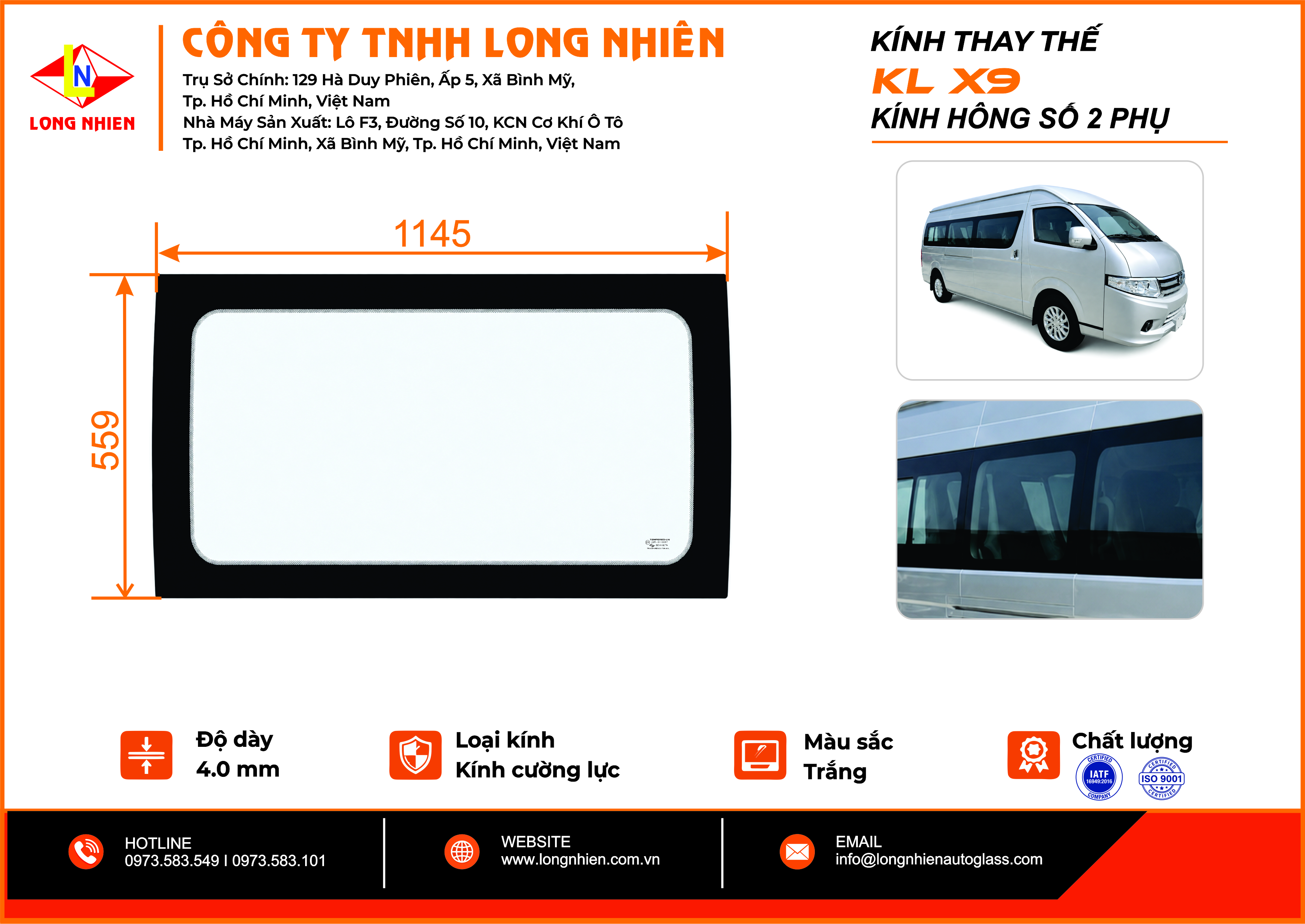 Kim Long X9 16C Kính hông số 2 (P)