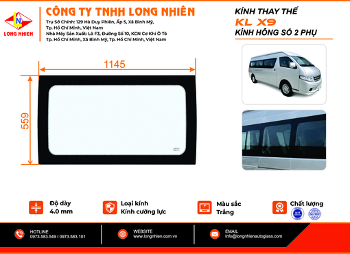 KLM X9 16C Kính hông số 2 (P)