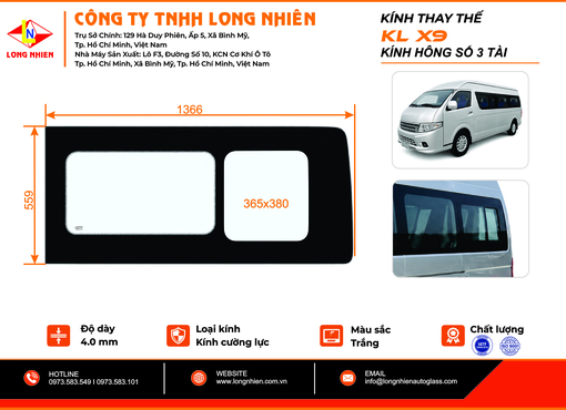 KLM X9 16C Kính hông số 3 (T)