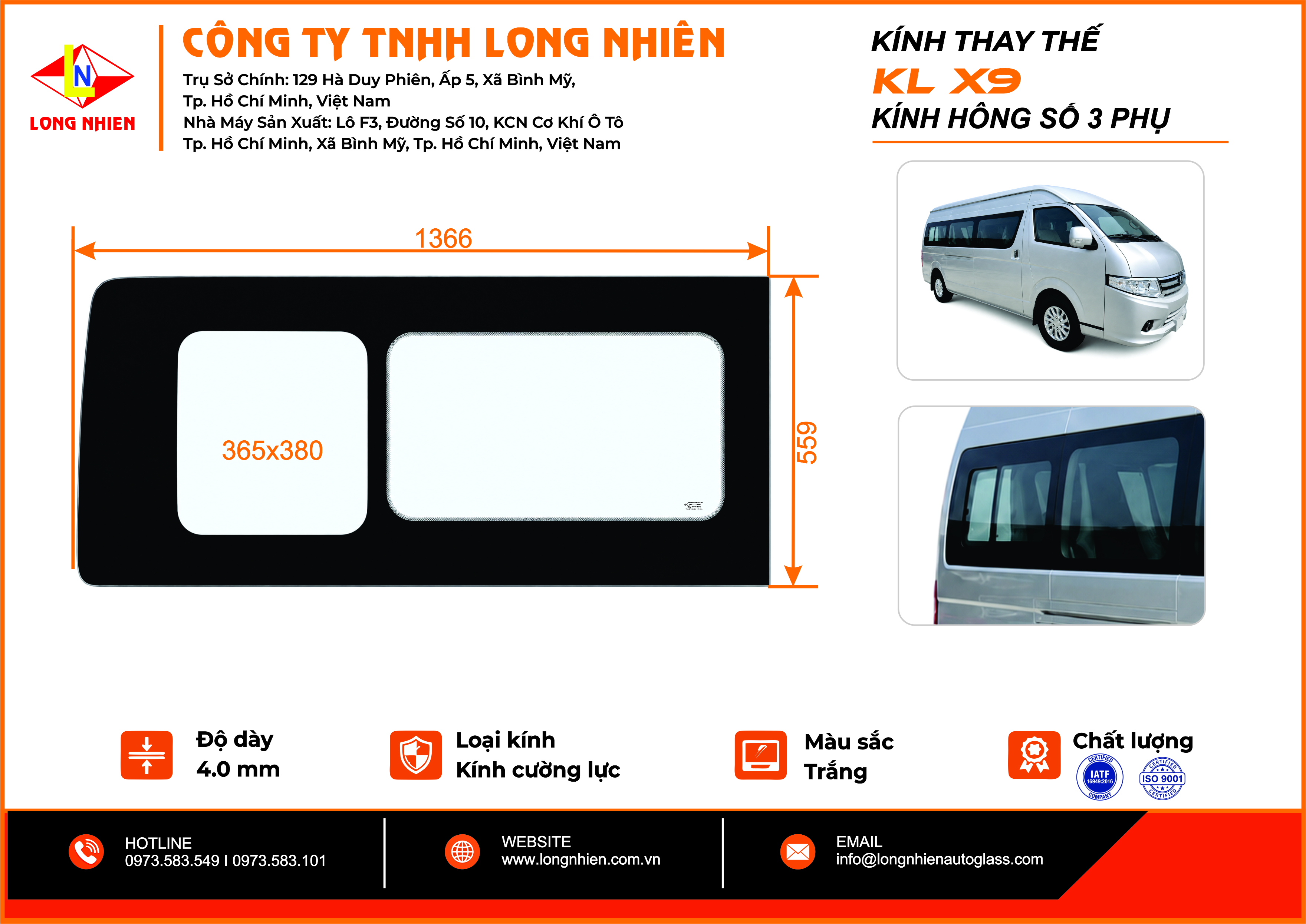 Kim Long X9 16C Kính hông số 3 (P)