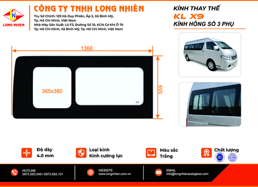 KLM X9 16C Kính hông số 3 (P)