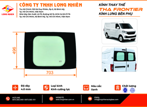 Thaco Frontier TF420V/TF450V/TF480V Kính lưng (P)