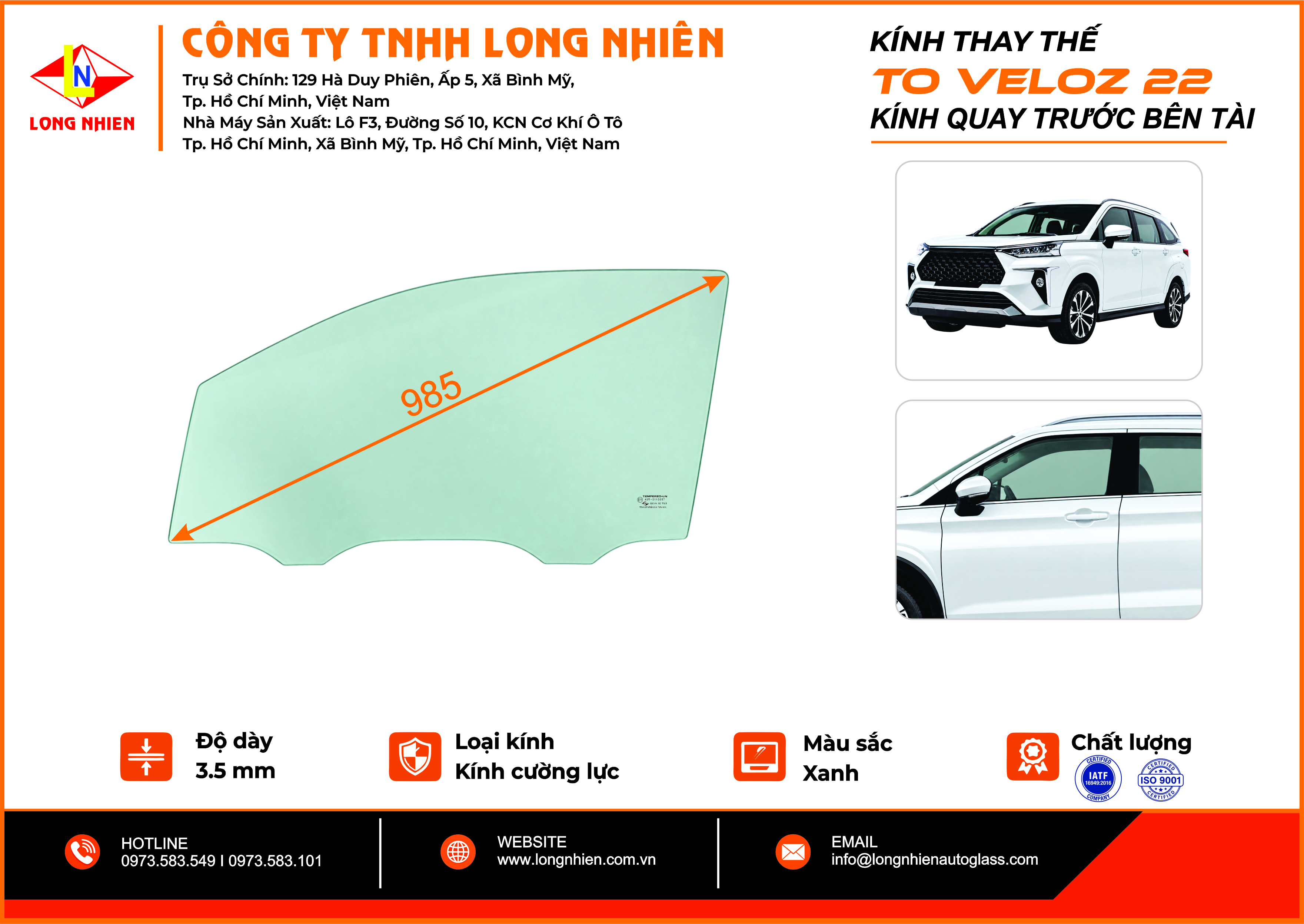 Toyota Veloz 2022 Kính quay trước (T)